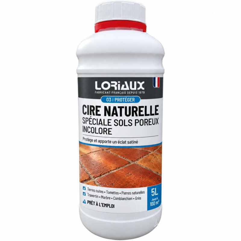 cire-naturelle-incolore-1L-loriaux Cire Naturelle Incolore 1L Protège et embellit terres cuites, tomettes, pierres naturelles et sols minéraux