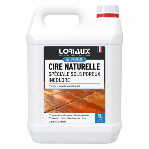 cire-naturelle-incolore-5L-loriaux Cire Naturelle Incolore 5L Protège et embellit terres cuites, tomettes, pierres naturelles et sols minéraux