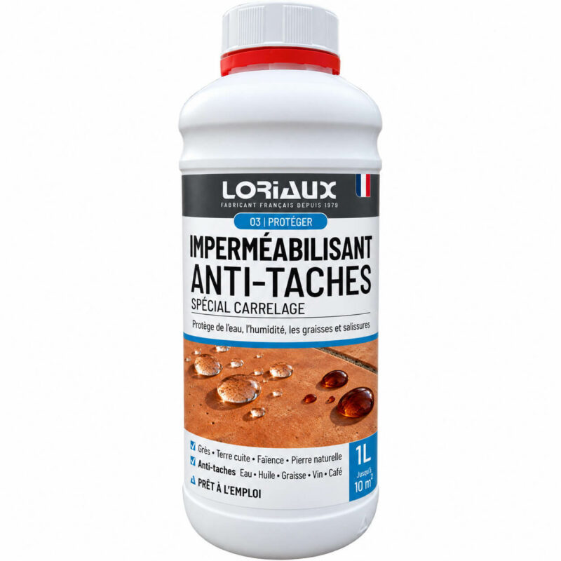 impermeabilisant-carrelage-1Litre-loriaux Imperméabilisant Carrelage Anti-tache 1L - Protège durablement le carrelage contre l’eau, les taches et le gel