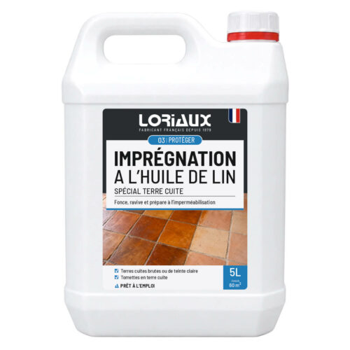 Imprégnation à l’Huile de Lin Spéciale Terre Cuite 5L - Ravive, fonce et donne un effet vieilli aux terres cuites brutes avant imperméabilisation