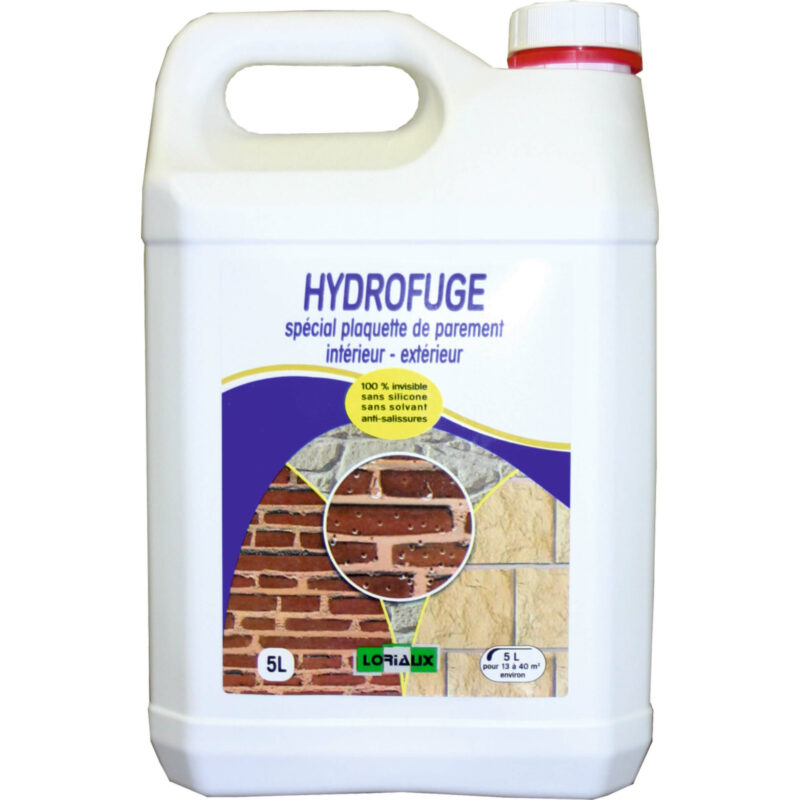 Hydrofuge Plaquette de Parement 5L Imperméabilise et protège durablement briquettes, pierres et plaquettes de parement
