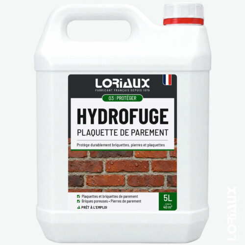 Hydrofuge Plaquette de Parement 5L Imperméabilise et protège durablement briquettes, pierres et plaquettes de parement