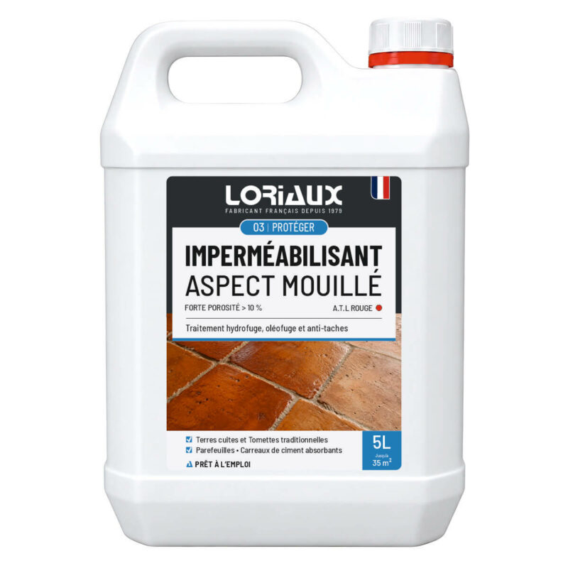 atl-rouge-impermeabilisant-effet-mouille-5L-loriaux ATL Rouge – imperméabilisant effet mouillé pour Supports à Forte Porosité 5L Protège durablement terres cuites, pierres naturelles et matériaux très poreux tout en ravivant leur couleur