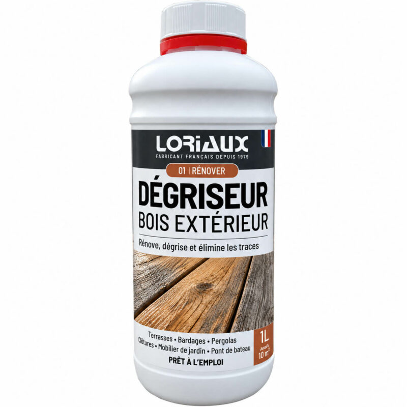 Dégriseur Bois Extérieur 1L Dégrise et rénove les bois extérieurs en une seule application