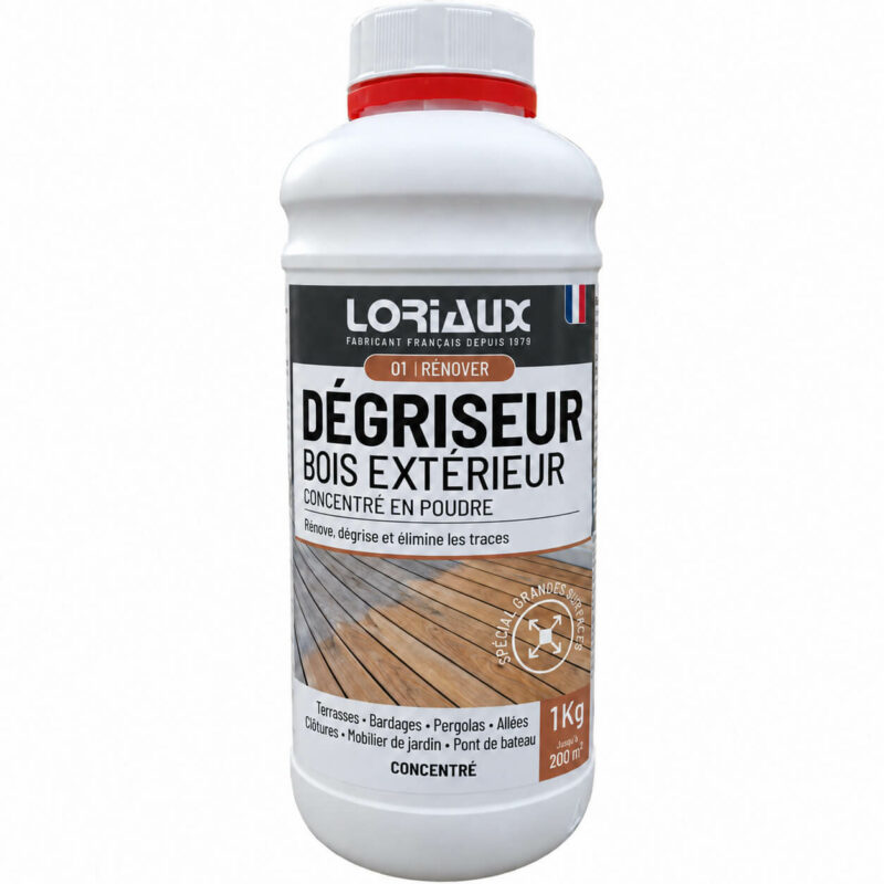 Dégriseur Bois Concentré en Poudre 1kg Dégrise, rénove et élimine les traces de rouille sur les bois extérieurs
