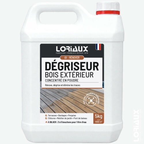 Dégriseur Bois Concentré en Poudre 5kg Dégrise, rénove et élimine les traces de rouille sur les bois extérieurs