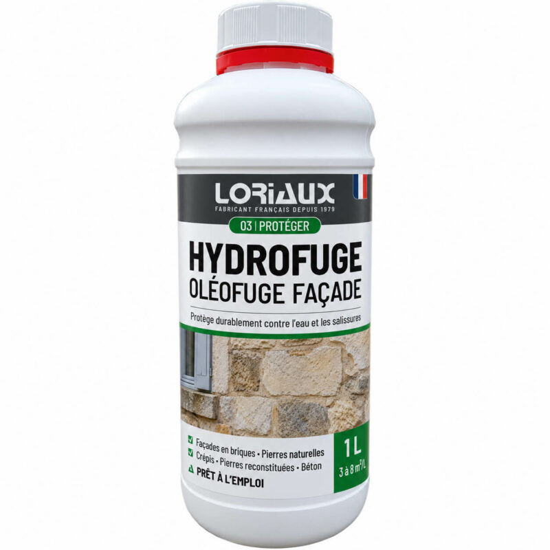 Hydrofuge Oléofuge Façade 1L Protège durablement façades, murs et toitures contre l’eau, les salissures et le gel