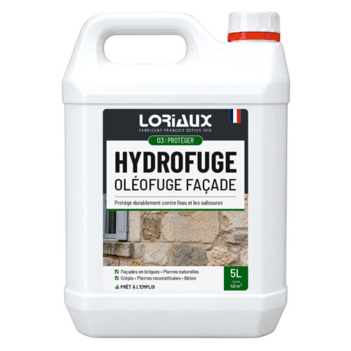 Hydrofuge Oléofuge Façade 5L Protège durablement façades, murs et toitures contre l’eau, les salissures et le gel
