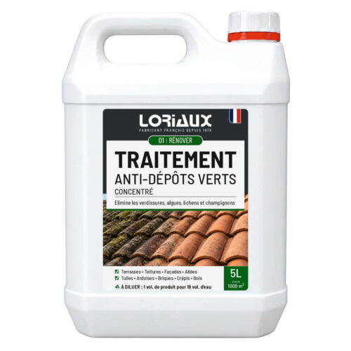 traitement-anti-depots-verts-5Litres-loriaux Anti-Verdissure Concentré 5L Élimine les verdissures, algues, lichens et champignons sur vos surfaces extérieures