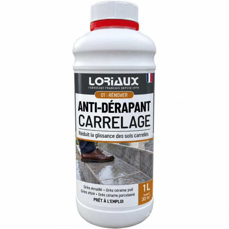 anti-derapant-carrelage-1L-loriaux Anti-Dérapant Carrelage pour Sol Glissant 1L Réduit la glissance des carrelages en créant des micro-aspérités à la surface