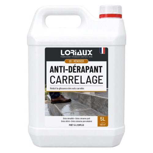 Anti-Dérapant Carrelage pour Sol Glissant 5L Réduit la glissance des carrelages en créant des micro-aspérités à la surface