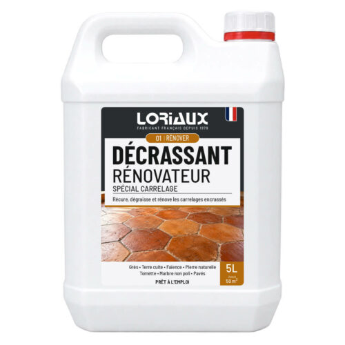 Décrassant Rénovateur Carrelage et Pierre Naturelle 5L Récure, dégraisse et rénove les carrelages et sols minéraux fortement encrassés