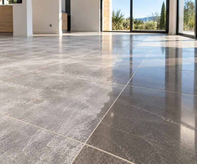 Décapant laitance ou voile de ciment sur carrelage